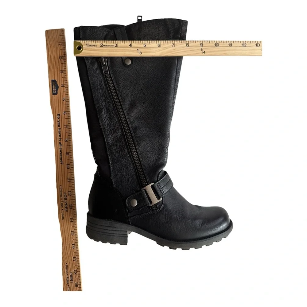 Earth Origins Portia Leather Women Black Wide Leather Zipper Knee High Boots 6.5